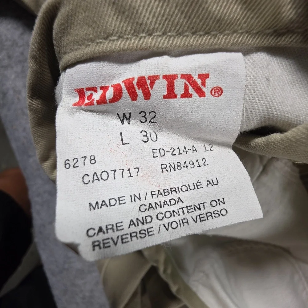 Vintage Edwin International Jeans 32x30 Khaki Tan Beige Pants Wide Leg Y2K 90s